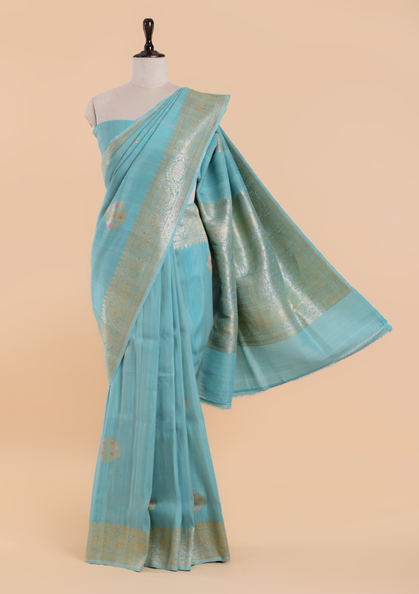 Firozi Butta Saree in Georgette Tussar