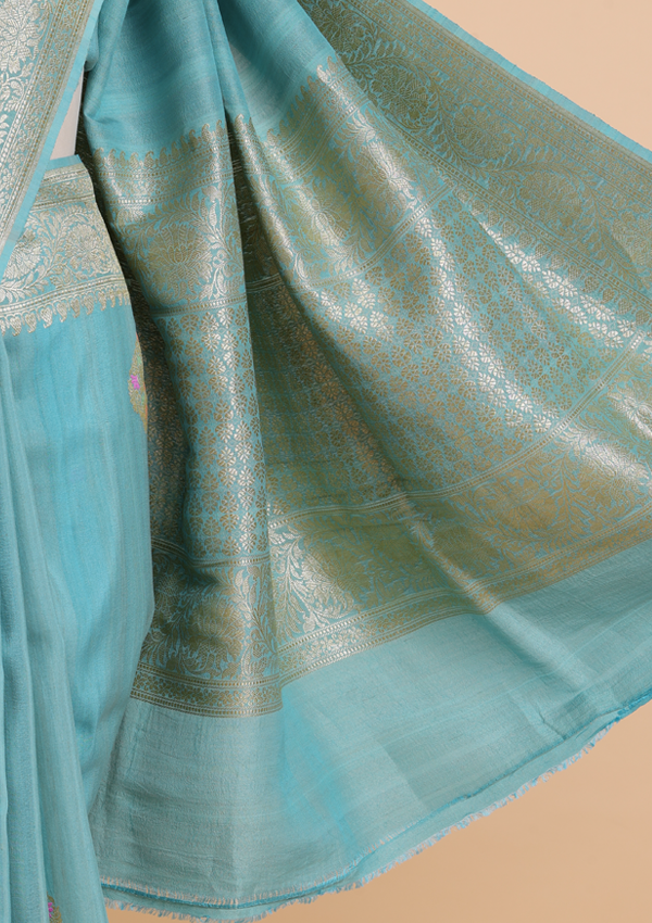 Firozi Butta Saree in Georgette Tussar