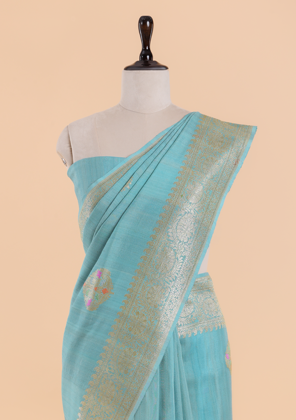 Firozi Butta Saree in Georgette Tussar