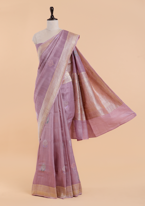Mauve Butta Saree in Georgette Tussar