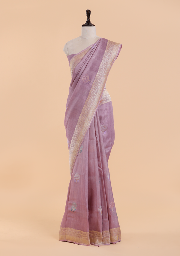 Mauve Butta Saree in Georgette Tussar