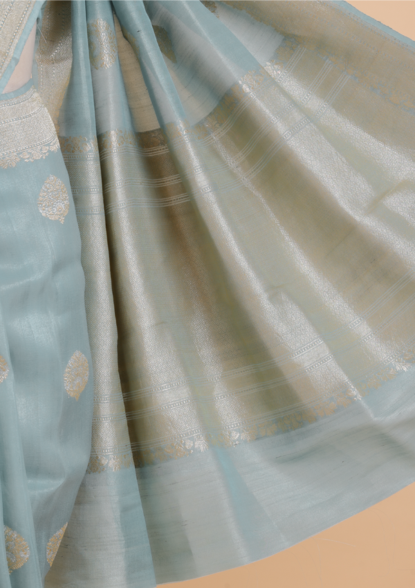 Firozi Butta Saree in Georgette Tussar