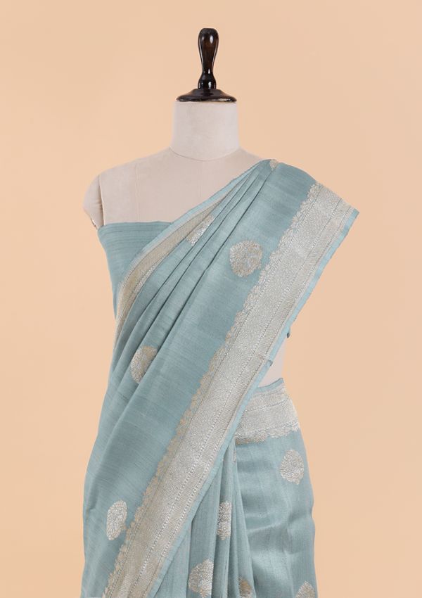 Firozi Butta Saree in Georgette Tussar