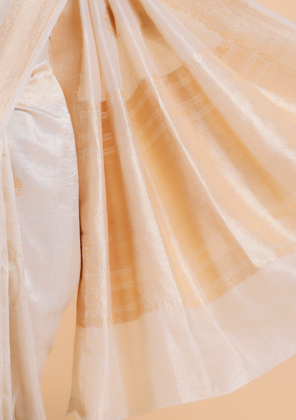 Cream Butta Saree in Georgette Tussar