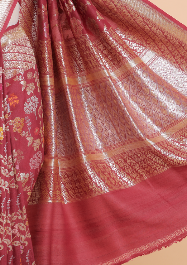 Burgundy Butta Saree in Georgette Tussar