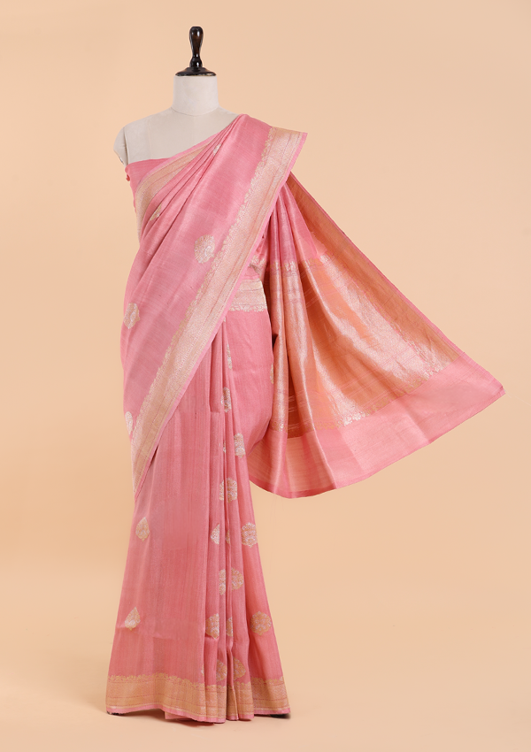 Peach Butta Saree in Georgette Tussar