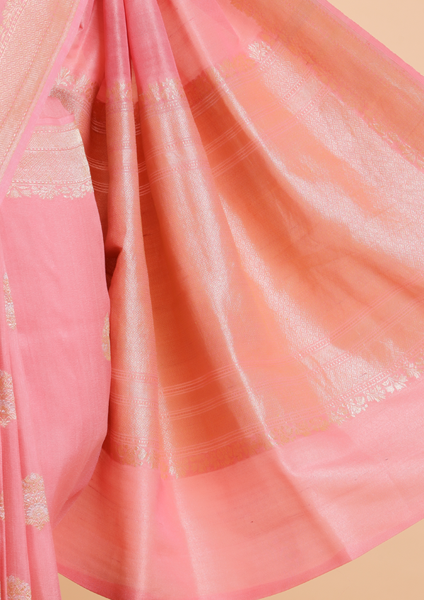 Peach Butta Saree in Georgette Tussar