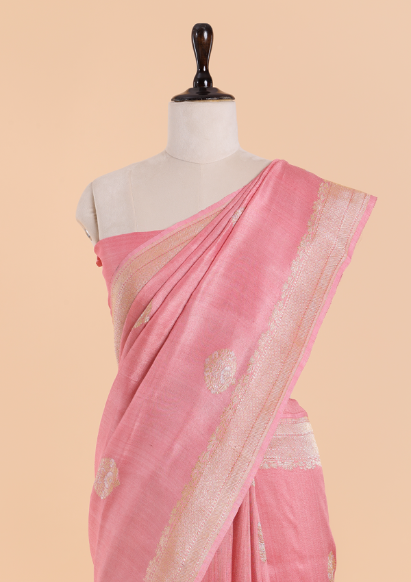 Peach Butta Saree in Georgette Tussar