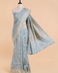 Sky Blue Jaal Saree In Georgette Tussar