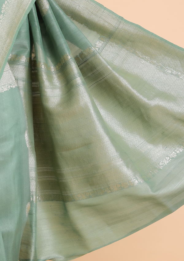 Jade Green Butta Saree in Georgette Tussar