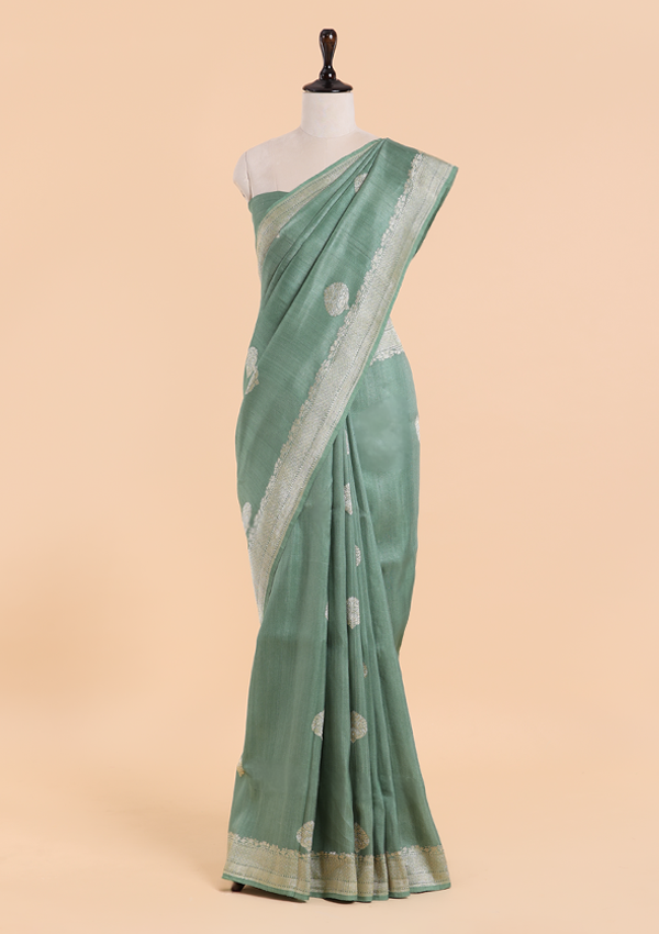Jade Green Butta Saree in Georgette Tussar