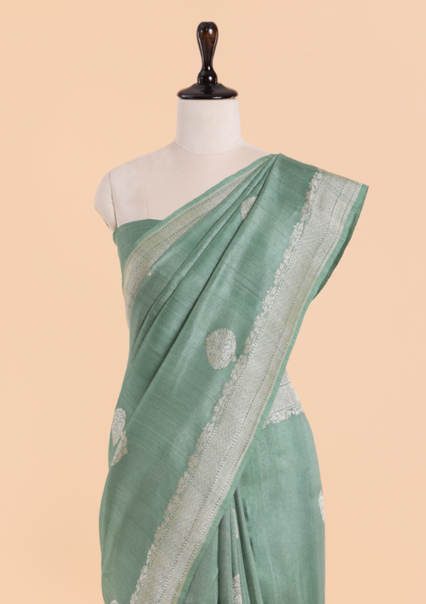 Jade Green Butta Saree in Georgette Tussar