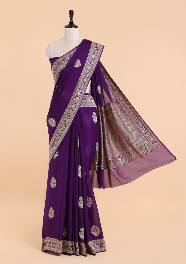 Purple Butta Saree In Georgette