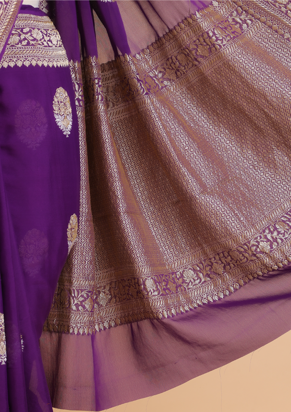 Purple Butta Saree In Georgette