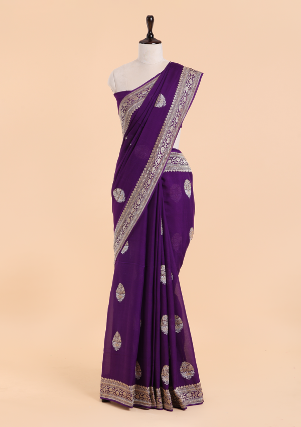 Purple Butta Saree In Georgette