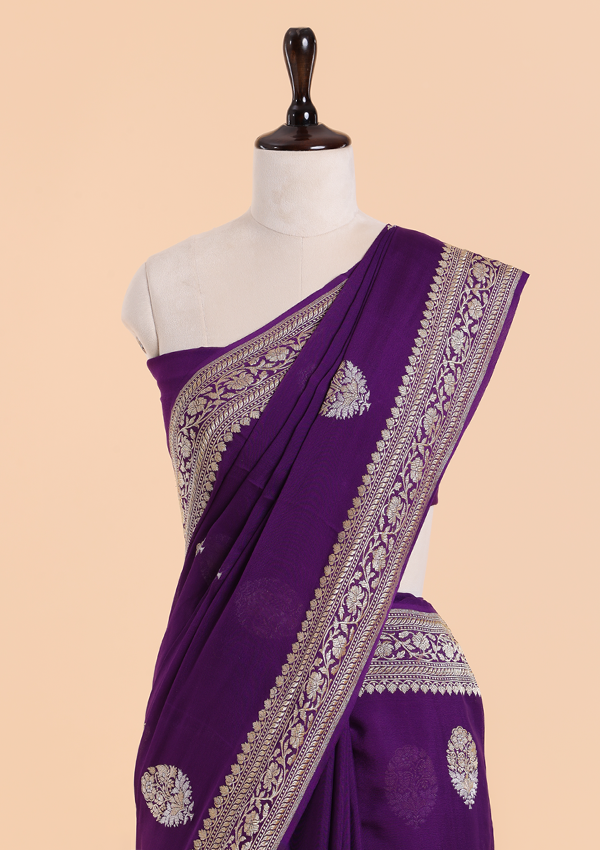 Purple Butta Saree In Georgette