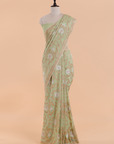 Pista Green Jaal Saree in Georgette