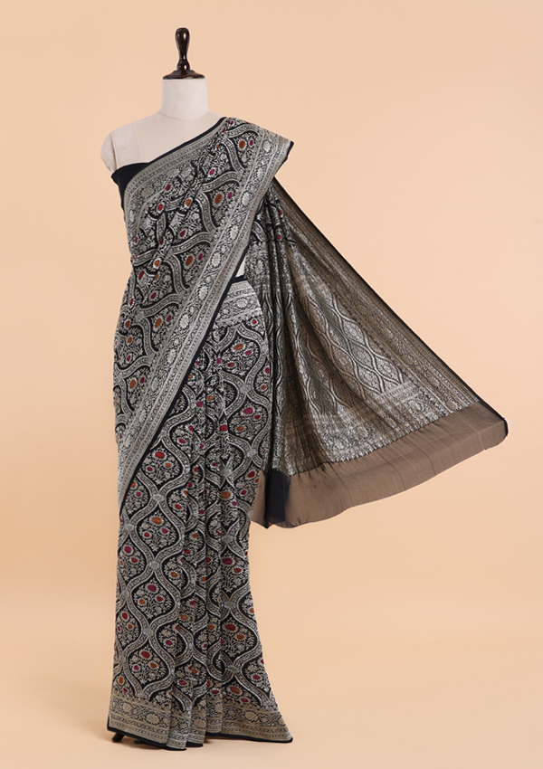 Black Jaal Saree in Georgette