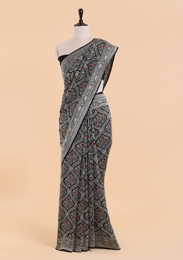 Black Jaal Saree in Georgette