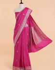 Rani Pink Butta Saree in Muslin Silk