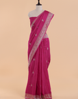 Rani Pink Butta Saree in Muslin Silk