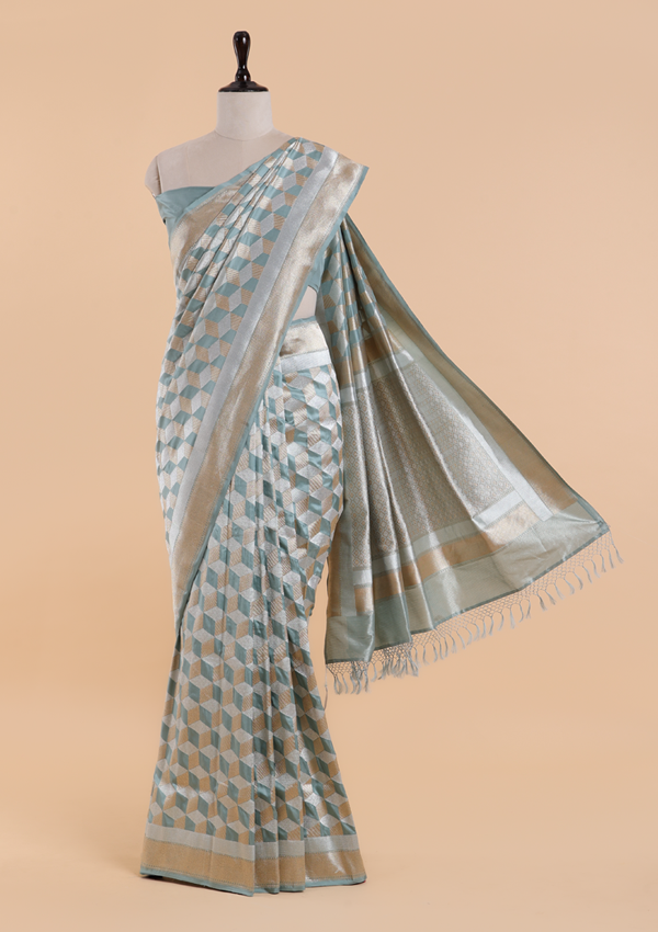 Jade Green Jaal Saree in Silk