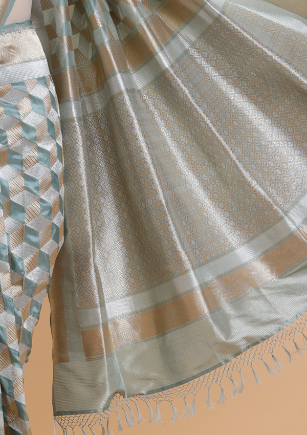 Jade Green Jaal Saree in Silk