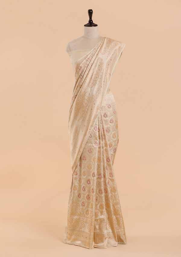 Off White Jaal Saree in Silk