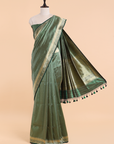 Bottle Green Brocade Saree In Silk