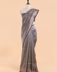 Navy Blue Brocade Saree In Silk
