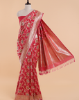 Strawberry Pink Jaal Saree in Silk