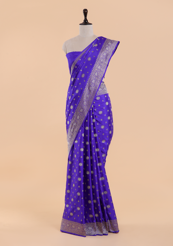Purple Butta Saree in Silk