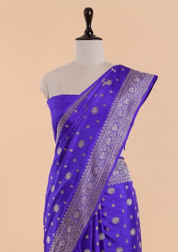 Purple Butta Saree in Silk