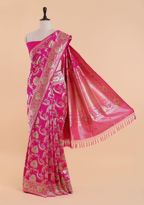 Pink Jaal Saree in Silk