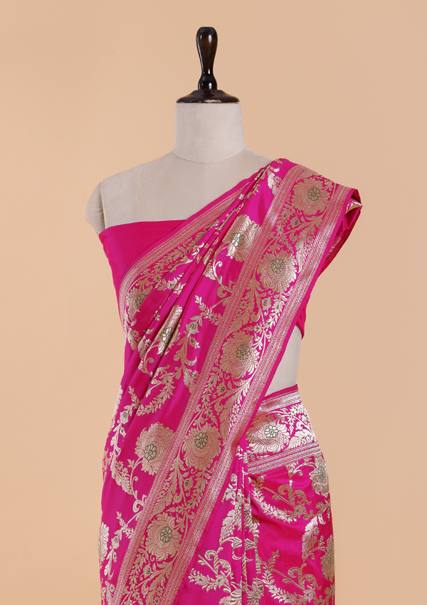 Pink Jaal Saree in Silk