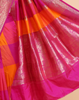 Orange Checks Butta Saree in Silk