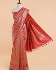 Red Brocade Saree In Silk