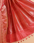 Red Brocade Saree In Silk