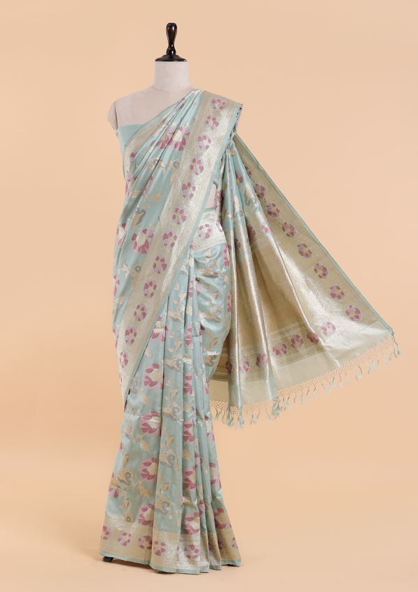 Firozi Jaal Saree in Silk