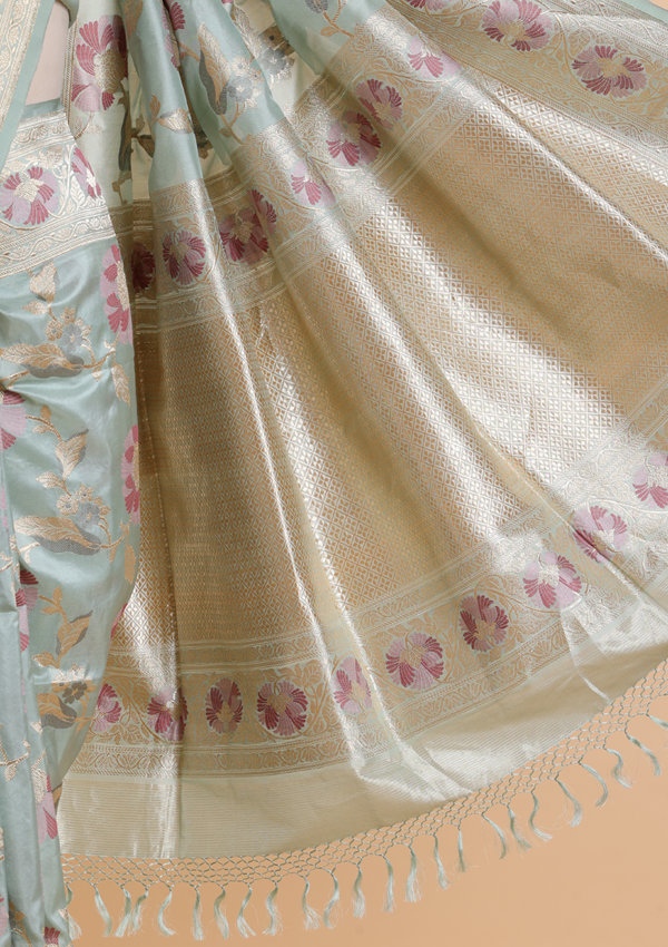 Firozi Jaal Saree in Silk