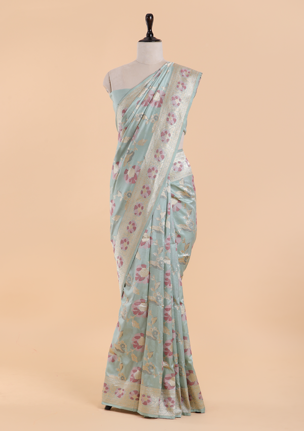 Firozi Jaal Saree in Silk