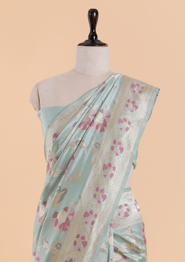Firozi Jaal Saree in Silk