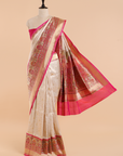 Off White Brocade Saree in Silk