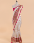 Off White Brocade Saree in Silk