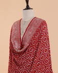 Red Jaal Bandhani Dupatta in Georgette