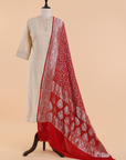 Red Jaal Bandhani Dupatta in Georgette