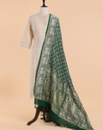 Bottle Green Jaal Bandhani Dupatta in Georgette
