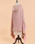 Light Pink Jaal Bandhani Dupatta in Georgette
