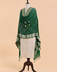 Green Plain Bandhani Dupatta in Georgette