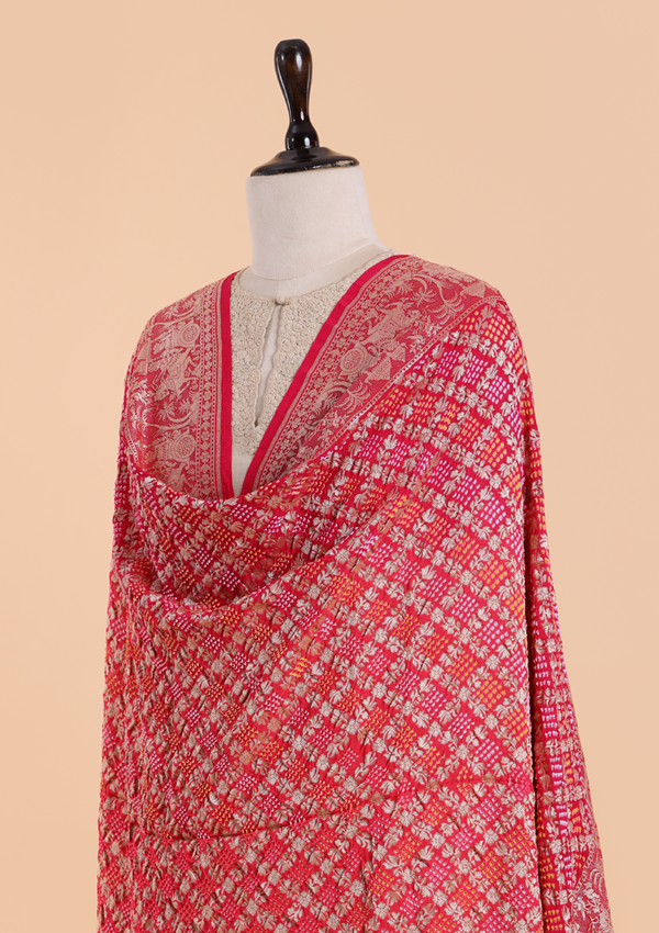 Rani Pink Jaal Bandhani Dupatta in Georgette